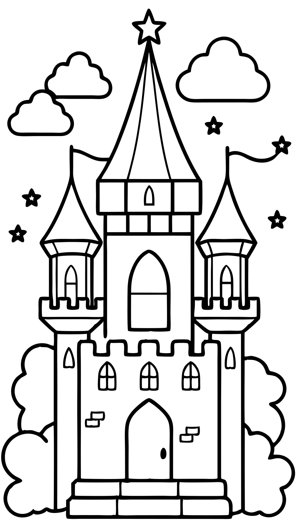 Castle Outline Cartoon Castle Coloring Página